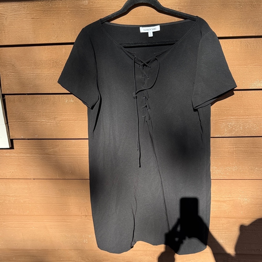 Elizabeth and James Black Lace-Up Mini Dress